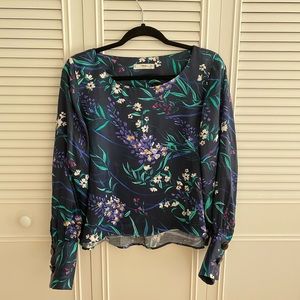 Mango flower pattern blouse with button detail